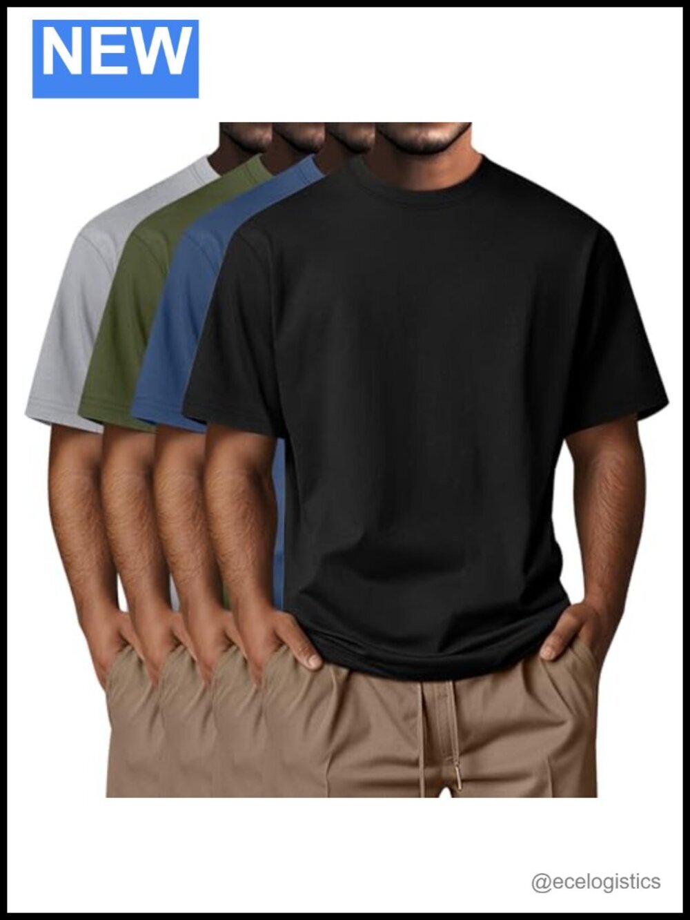 4 Pack Men's Big and Tall Cotton Tees Short Sleeve Crew Neck Oversized Casual